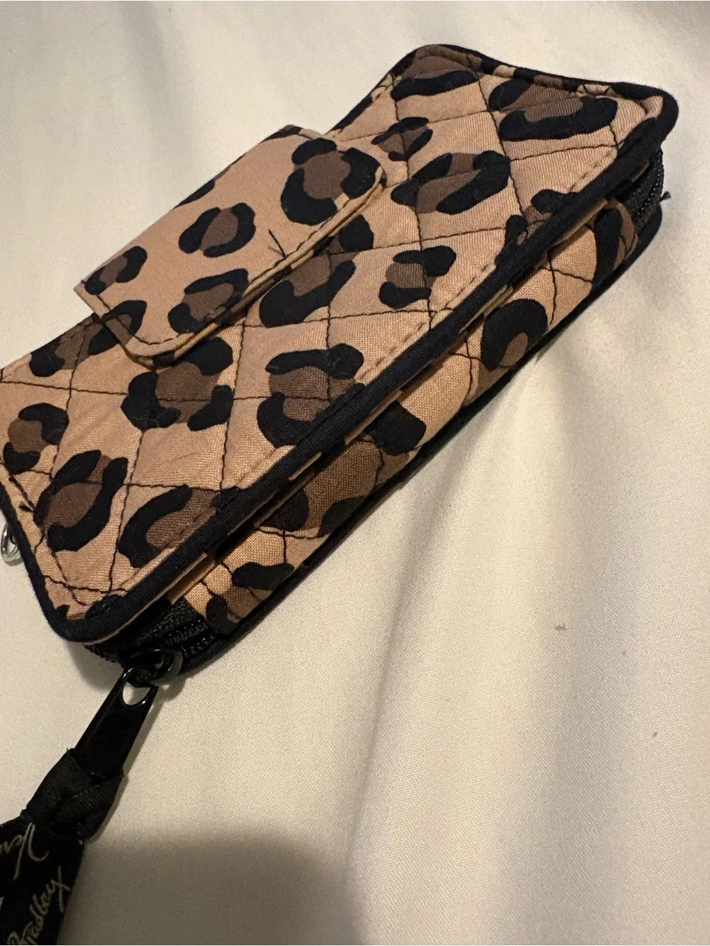 Vera Bradley Quilted Leopard Print Phone Wallet - Beige, Brown & Black - Picture 10 of 10